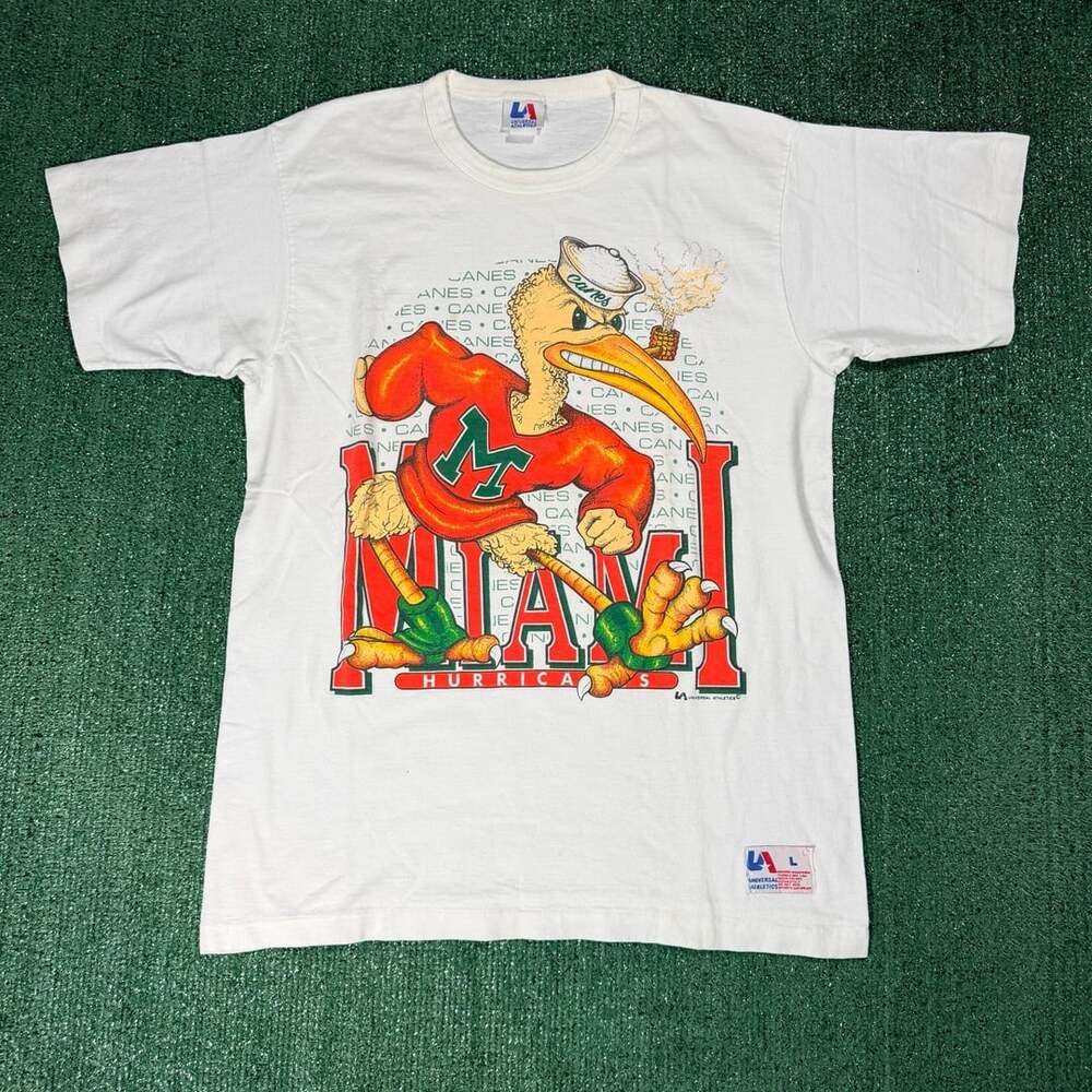 Vintage 90s Universal Athletics Miami Hurricanes T-Shirt Size Large